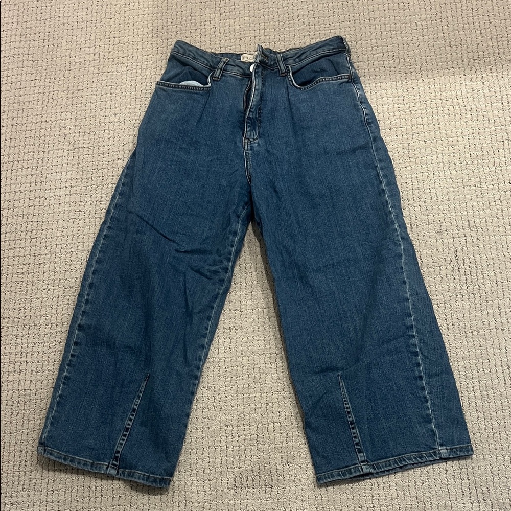 Pilcro Relaxed Fit women barrel leg Dark Blue Jeans